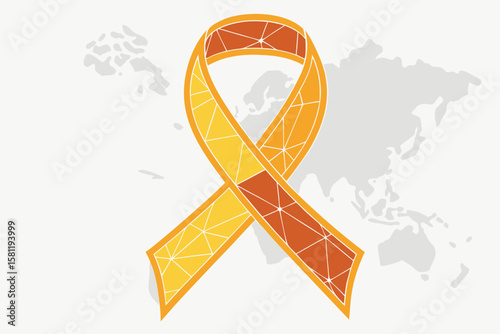 Illustration of Hepatitis awareness ribbon with world map background