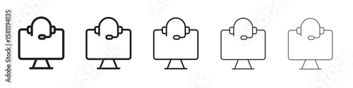 Tech support icon, outline vector logo illustration, linear pictogram isolated