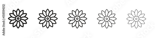 Sunflower icon, outline vector logo illustration, linear pictogram isolated