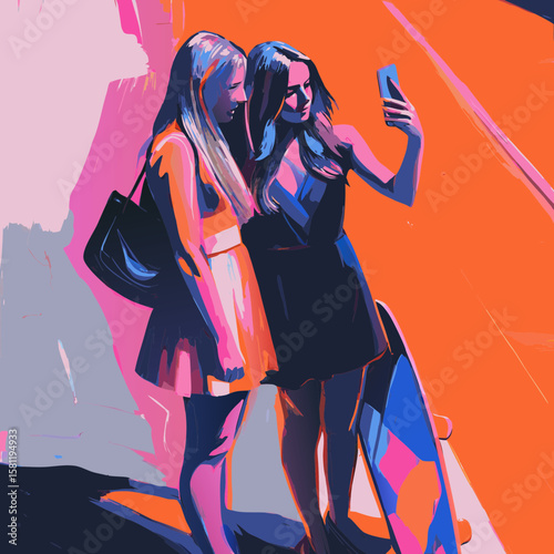  girls taking selfie