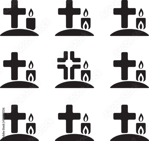 Grave Markers with Candles Icons