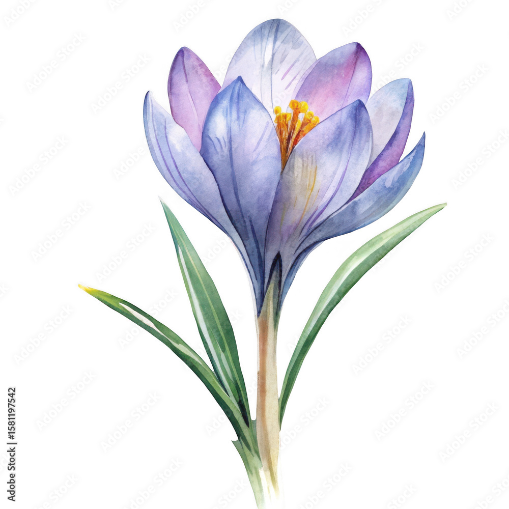 Fototapeta premium Beautiful crocus flower isolated on transparent background