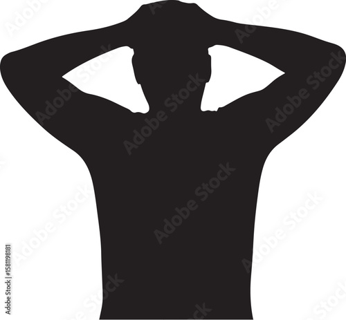 Frustrated Man Silhouette with Hands on Head