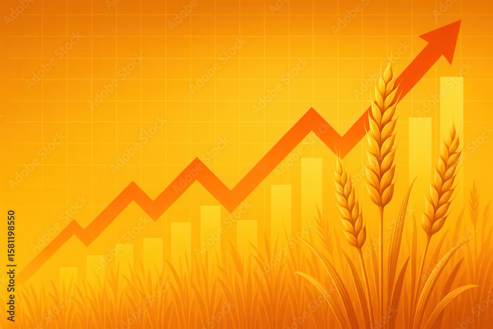 Obraz premium Market growth analysis agriculture sector infographic economic environment optimistic viewpoint