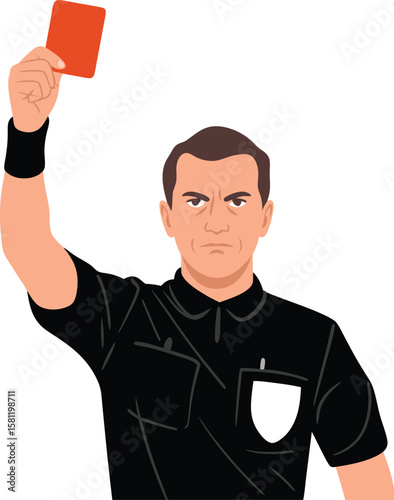 Football referee showing red card flat design