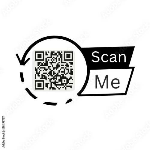 Scan me icon. Scan qr code icon for payment, mobile app and identification. Vector illustration.QR code scan for smartphone. QR code with inscription scan me