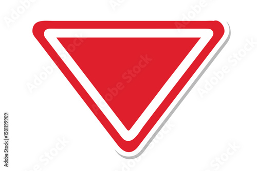 Red yield sign vector graphic for road safety and traffic awareness designs use