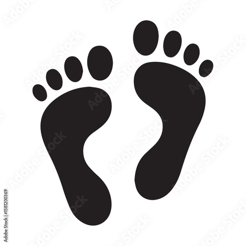 Vector illustration of black footprints on a clean white background