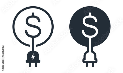 Electricity costs icon. Illustration vector