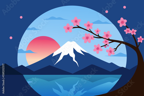 landscape with cherry blossoms