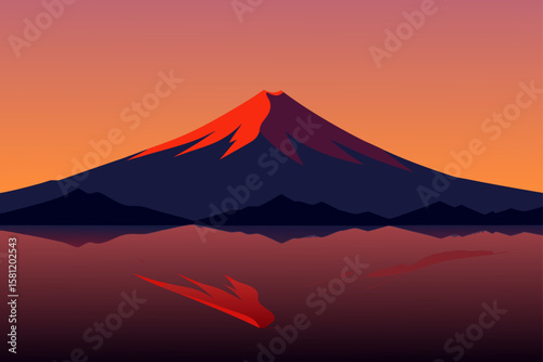 mount fuji at sunset