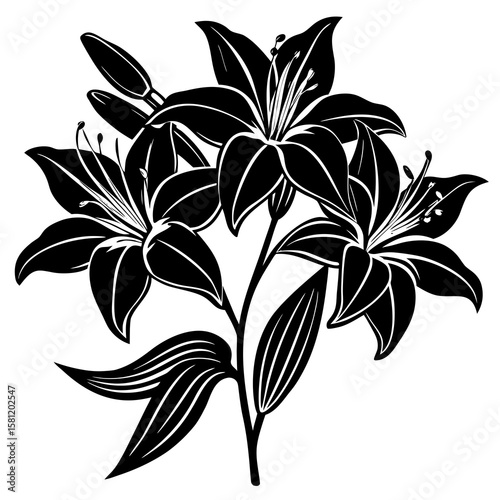Flower cluster with lily petals and thin stems