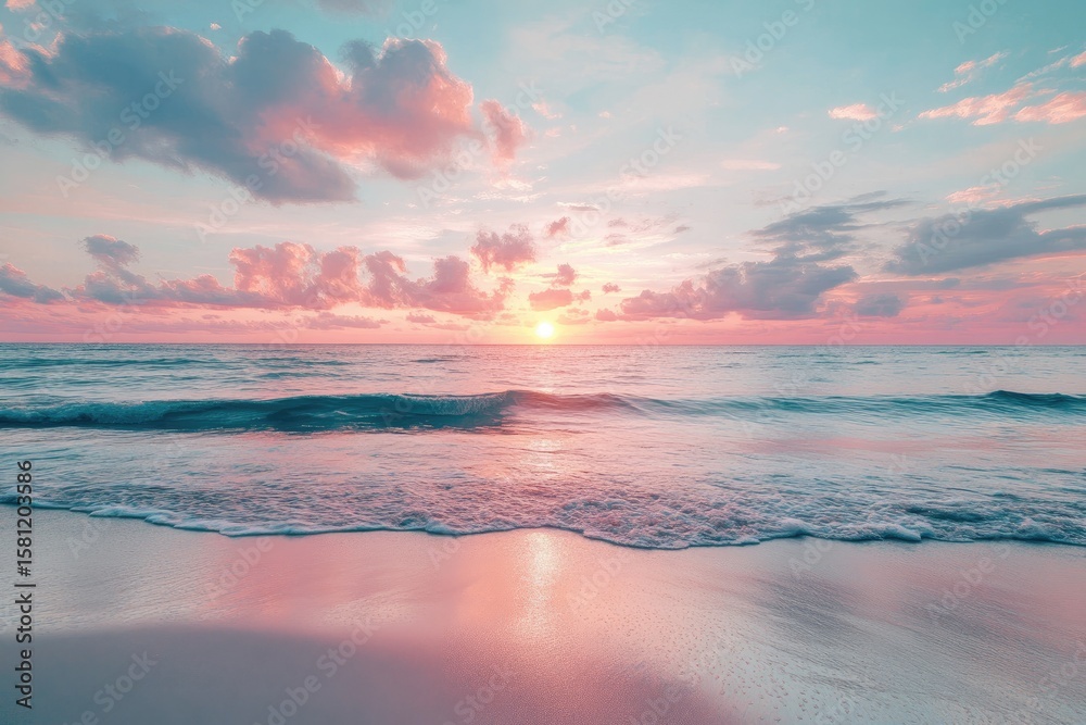 Fototapeta premium Pastel sunset over a tranquil beach (1)