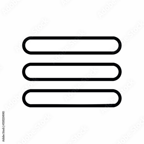 Minimalistic Menu Icon: A clean, modern menu icon with three horizontal lines, perfect for web design and user interface.