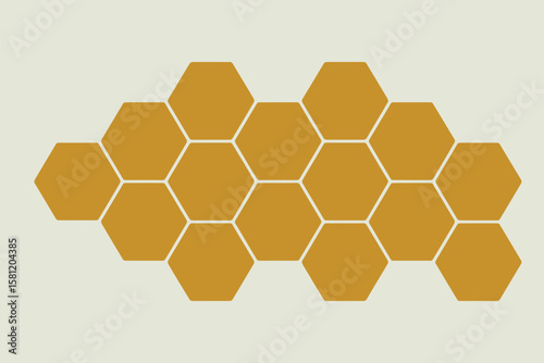 Honeycomb pattern with golden hexagons creates a natural, organic design.