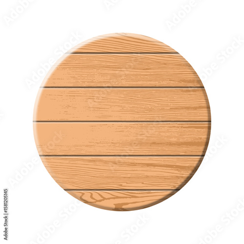 Wood signs isolated on white background.  blank round and rectangular wooden signboards with natural texture, brown plaques. vector illustration