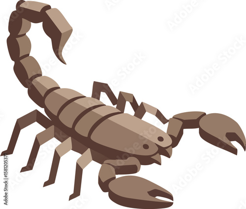 Scorpion close up isolated vector illustration with brown shades natural colors and sharp claws
