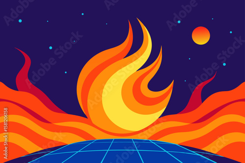 vector illustration of a burning fire