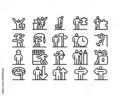 Computers and networking, bold line icons