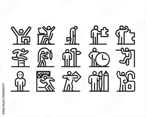 Computers and networking, bold line icons