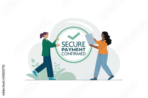 Successful transaction message-showing secure pay vector on white background.02