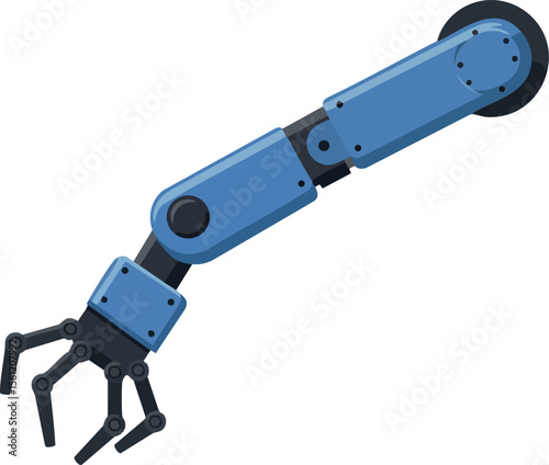 Robotic arm with mechanical claw in blue and black colors technology vector design illustration