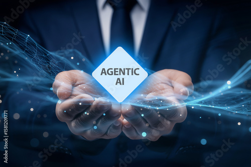 Businessman Holding Glowing 