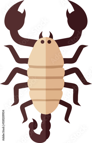 Scorpion vector design with brown claws and beige body on white background for nature and animal themes