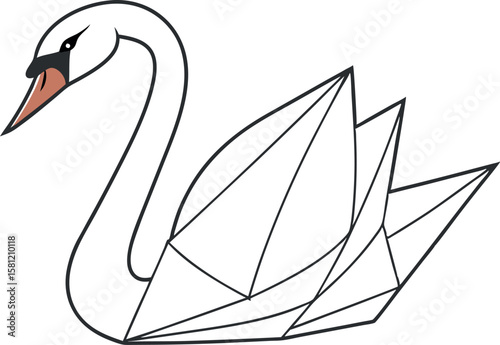 Modern Origami Swan Illustration in Abstract White Style