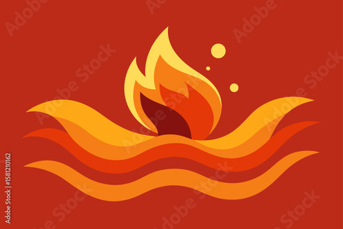 vector illustration of a fiery orange