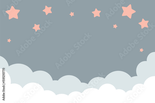 Cute stars and clouds create a dreamy, whimsical background design.