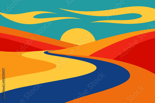 vector illustration of a road in the desert