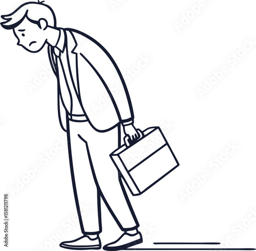Stressed Office Worker Illustration in White Background