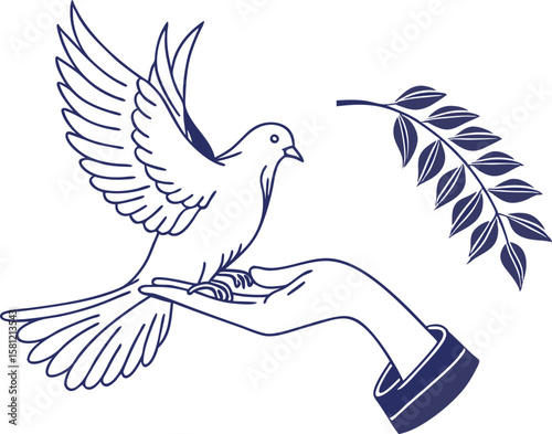Human Hand Releasing Dove Vector Art on White Background for Freedom Symbol