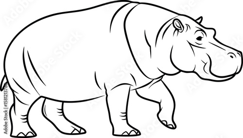 Realistic Hippopotamus Vector Art on Clean White Background for Wild Animals