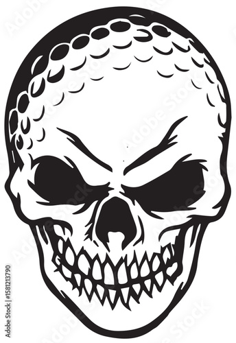 **The Angry Golf Ball Skull: A Morbid Portrayal of Competitive Fury and Inevitable Demise.**