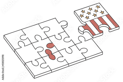 Jigsaw Puzzle Piece Vector Art on White Background for Game and Logic Design