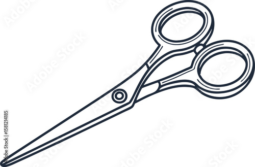 Sharp Scissors Vector Illustration on White Background for Stationery Design