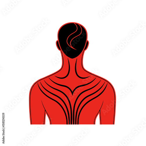 Modern abstract face line art upper chest print T shirt Line Art Vector illustration
