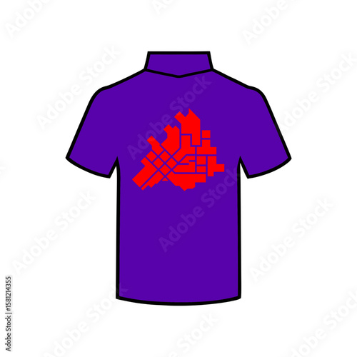 Urban inspired micro grid map abstract print T shirt Line Art Vector illustration