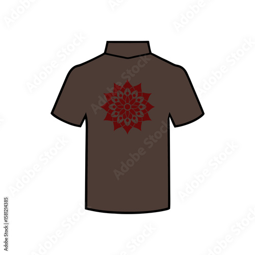 Mandala detailed artwork circular printed T shirt design Line Art Vector illustration