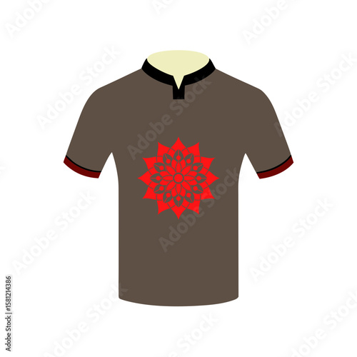 Decorative mandala spiritual art print for T shirt Line Art Vector illustration