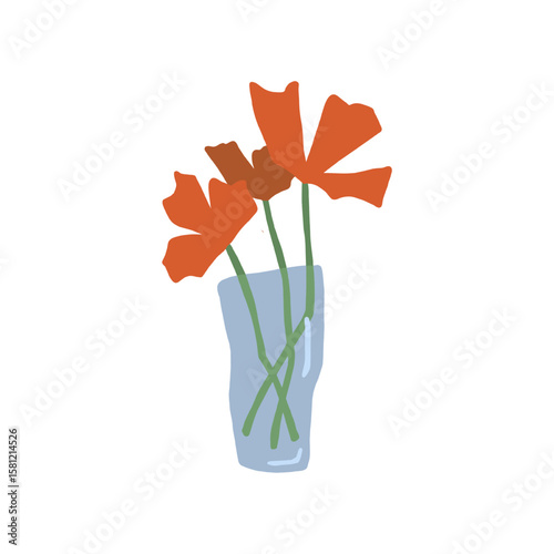 Red flowers in a vase.