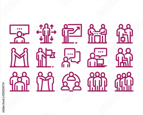 Human resources, bold line icons