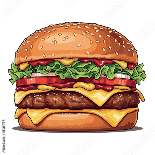 meat, cheese, hamburger, burger, beef, cheeseburger, food, delicious, tasty, bun, meal, sandwich, grilled, snack, lunch, fast, dinner, bread, tomato, american, background, unhealthy, restaurant, 