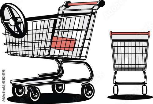 vector illustration featuring shopping carts