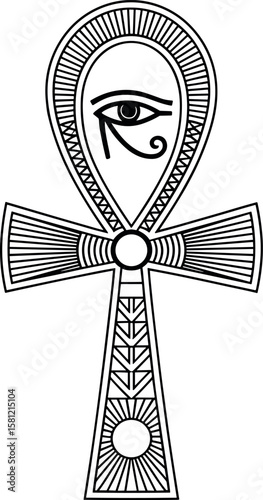 Ankh Symbol Eye of Horus Black Line Art Design egyptian