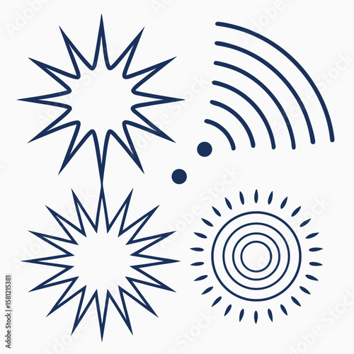 Collection of Starburst and Sunburst Shapes Vecter