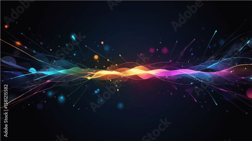 Glowing Colorful Abstract Background with Futuristic Light Lines