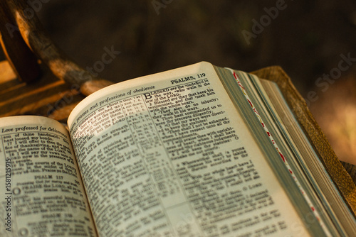 A Historic Bible Open to the Book of Psalms.